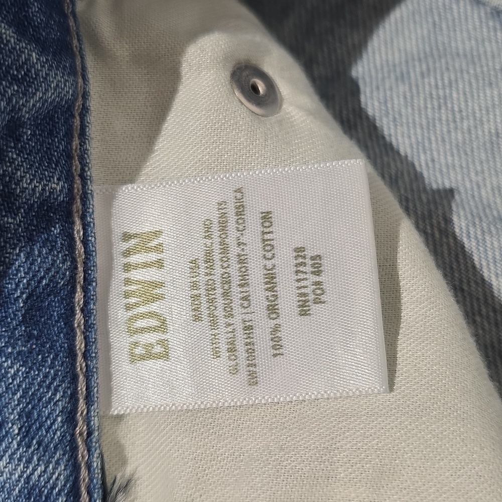 New! Anthropologie Edwin Cai 7" Inseam Distressed Blue Denim Shorts Grunge - Picture 14 of 16